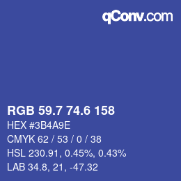 カラーコード: RGB 59.7 74.6 158 | qconv.com