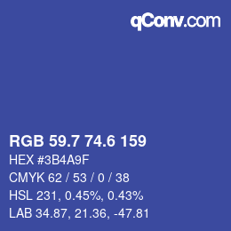 カラーコード: RGB 59.7 74.6 159 | qconv.com