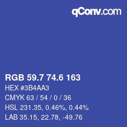 カラーコード: RGB 59.7 74.6 163 | qconv.com