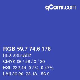 カラーコード: RGB 59.7 74.6 178 | qconv.com