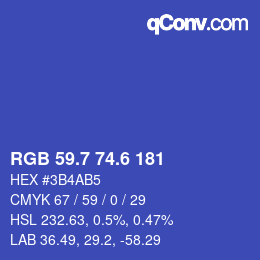 カラーコード: RGB 59.7 74.6 181 | qconv.com