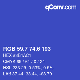 カラーコード: RGB 59.7 74.6 193 | qconv.com