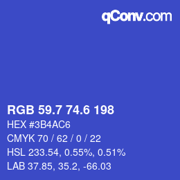 カラーコード: RGB 59.7 74.6 198 | qconv.com