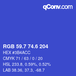 カラーコード: RGB 59.7 74.6 204 | qconv.com
