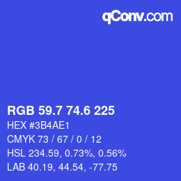 カラーコード: RGB 59.7 74.6 225 | qconv.com