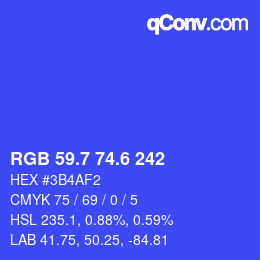 カラーコード: RGB 59.7 74.6 242 | qconv.com