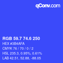 カラーコード: RGB 59.7 74.6 250 | qconv.com