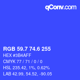 カラーコード: RGB 59.7 74.6 255 | qconv.com