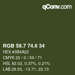 カラーコード: RGB 59.7 74.6 34 | qconv.com