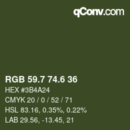 カラーコード: RGB 59.7 74.6 36 | qconv.com