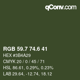 カラーコード: RGB 59.7 74.6 41 | qconv.com