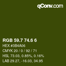 カラーコード: RGB 59.7 74.6 6 | qconv.com