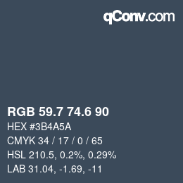 カラーコード: RGB 59.7 74.6 90 | qconv.com
