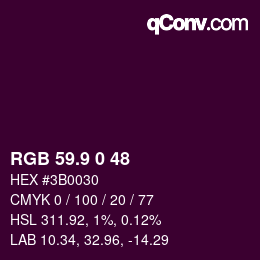 カラーコード: RGB 59.9 0 48 | qconv.com