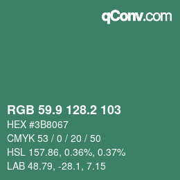 カラーコード: RGB 59.9 128.2 103 | qconv.com
