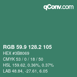 カラーコード: RGB 59.9 128.2 105 | qconv.com