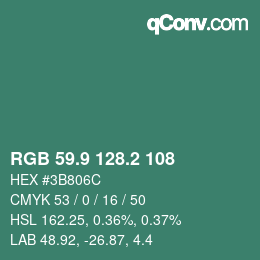 カラーコード: RGB 59.9 128.2 108 | qconv.com