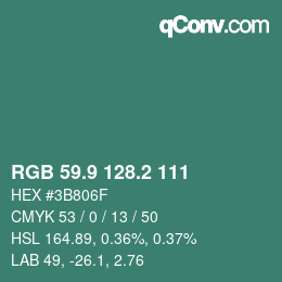 Color code: RGB 59.9 128.2 111 | qconv.com