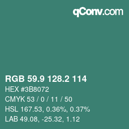 カラーコード: RGB 59.9 128.2 114 | qconv.com
