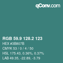カラーコード: RGB 59.9 128.2 123 | qconv.com