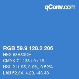 Color code: RGB 59.9 128.2 206 | qconv.com