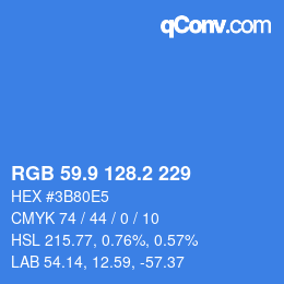 カラーコード: RGB 59.9 128.2 229 | qconv.com