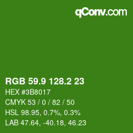 カラーコード: RGB 59.9 128.2 23 | qconv.com