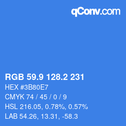 Color code: RGB 59.9 128.2 231 | qconv.com