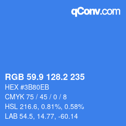 カラーコード: RGB 59.9 128.2 235 | qconv.com