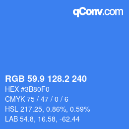 Color code: RGB 59.9 128.2 240 | qconv.com