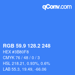 Color code: RGB 59.9 128.2 248 | qconv.com
