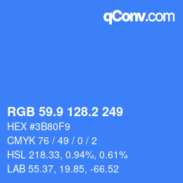 カラーコード: RGB 59.9 128.2 249 | qconv.com