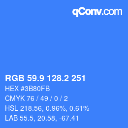 カラーコード: RGB 59.9 128.2 251 | qconv.com