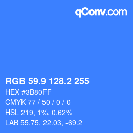 カラーコード: RGB 59.9 128.2 255 | qconv.com