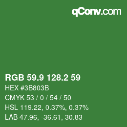 カラーコード: RGB 59.9 128.2 59 | qconv.com