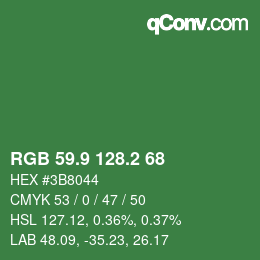 カラーコード: RGB 59.9 128.2 68 | qconv.com