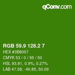 カラーコード: RGB 59.9 128.2 7 | qconv.com