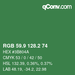 カラーコード: RGB 59.9 128.2 74 | qconv.com