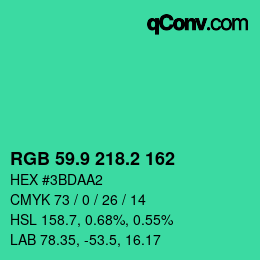 カラーコード: RGB 59.9 218.2 162 | qconv.com