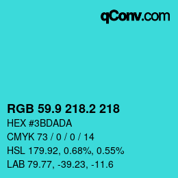カラーコード: RGB 59.9 218.2 218 | qconv.com