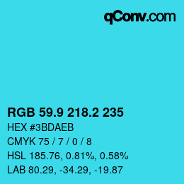 カラーコード: RGB 59.9 218.2 235 | qconv.com