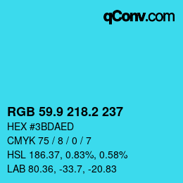Color code: RGB 59.9 218.2 237 | qconv.com