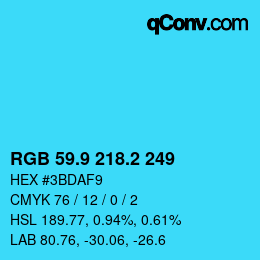カラーコード: RGB 59.9 218.2 249 | qconv.com
