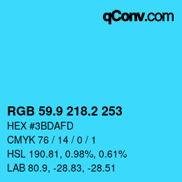 カラーコード: RGB 59.9 218.2 253 | qconv.com