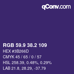 Color code: RGB 59.9 38.2 109 | qconv.com