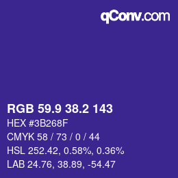 カラーコード: RGB 59.9 38.2 143 | qconv.com