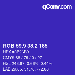 カラーコード: RGB 59.9 38.2 185 | qconv.com