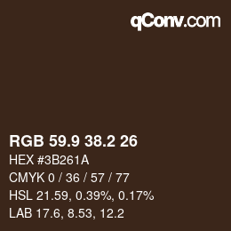Color code: RGB 59.9 38.2 26 | qconv.com