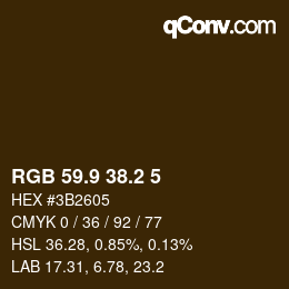 Color code: RGB 59.9 38.2 5 | qconv.com