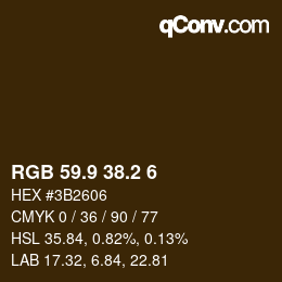 Farbcode: RGB 59.9 38.2 6 | qconv.com